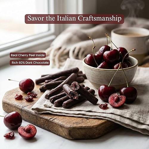 Miniatura 4 de Andy Anand Chocolatier 60% de cáscara de cereza de chocolate oscuro, caja de regalo de 1 libra, 105 piezas. Sumergido a mano, volado fresco de
