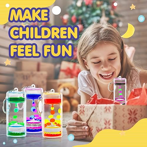 Miniatura 6 de Llavero con temporizador de movimiento líquido, juguete sensorial burbujeador para aliviar el estrés, juguete de escritorio de burbujas de agua para
