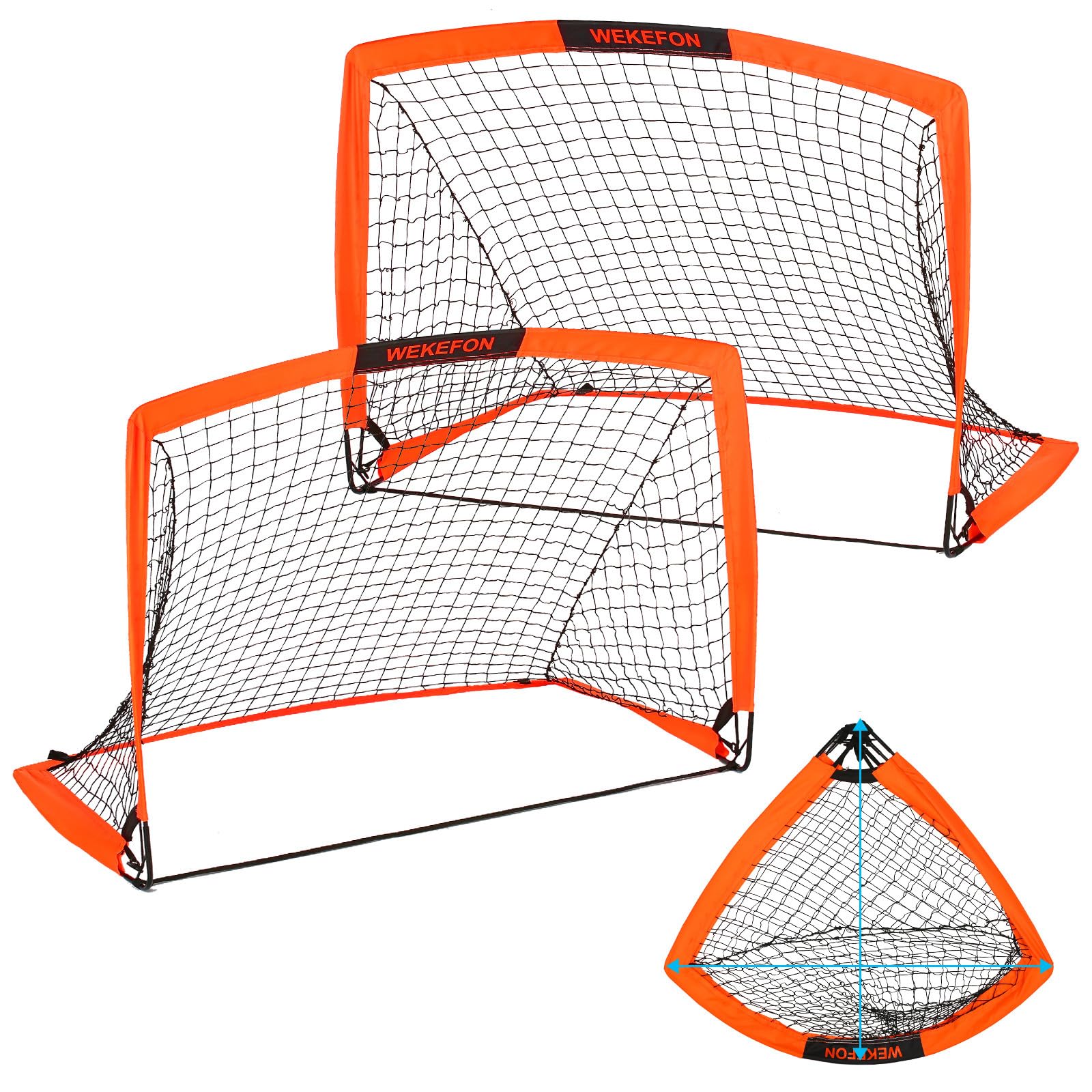 WEKEFON Backyard Soccer Goals - Portable Kids Soccer Net Set of 2-3.6'x2.7' - Pop Up Folding Indoor + Outdoor Goals with Carry Bag - Easy Assembly and Compact Storage