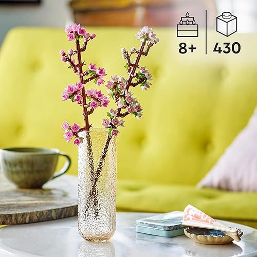 LEGO Botanicals Les Fleurs de Cerisier - Jouet de Construction de Fleurs Artificielles - Décoration Florale pour la Maison ou Le Bureau - Cadeau sur la Nature pour Fille dès 8 Ans & Ado 40725 - 2