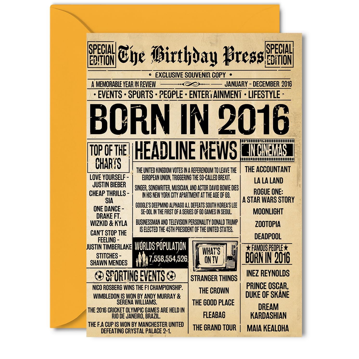 10th Birthday Card for Boys Girls - The Birthday Press Newspaper - Happy 10 Birthday Cards for Daughter Brother Cousin Nephew Grandson Sister, 5x7 Inch Bday Greeting Cards