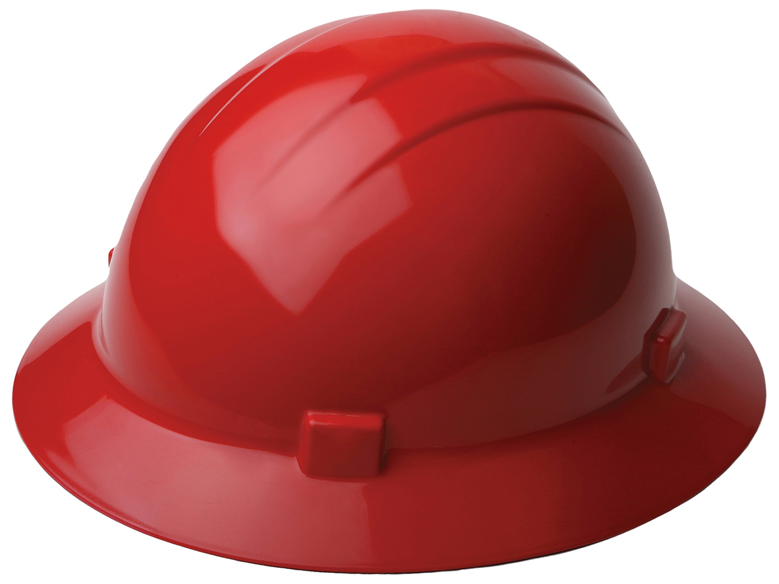 ERB 19224 Full Brim Hard Hat with 4-Point Ratchet Suspension, Red