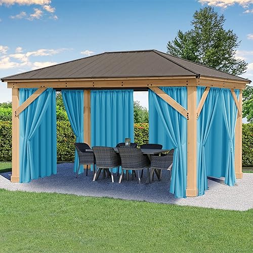 HolidayIdeas Outdoor Patio Curtains Waterproof with Rod Pocket 6 Panels