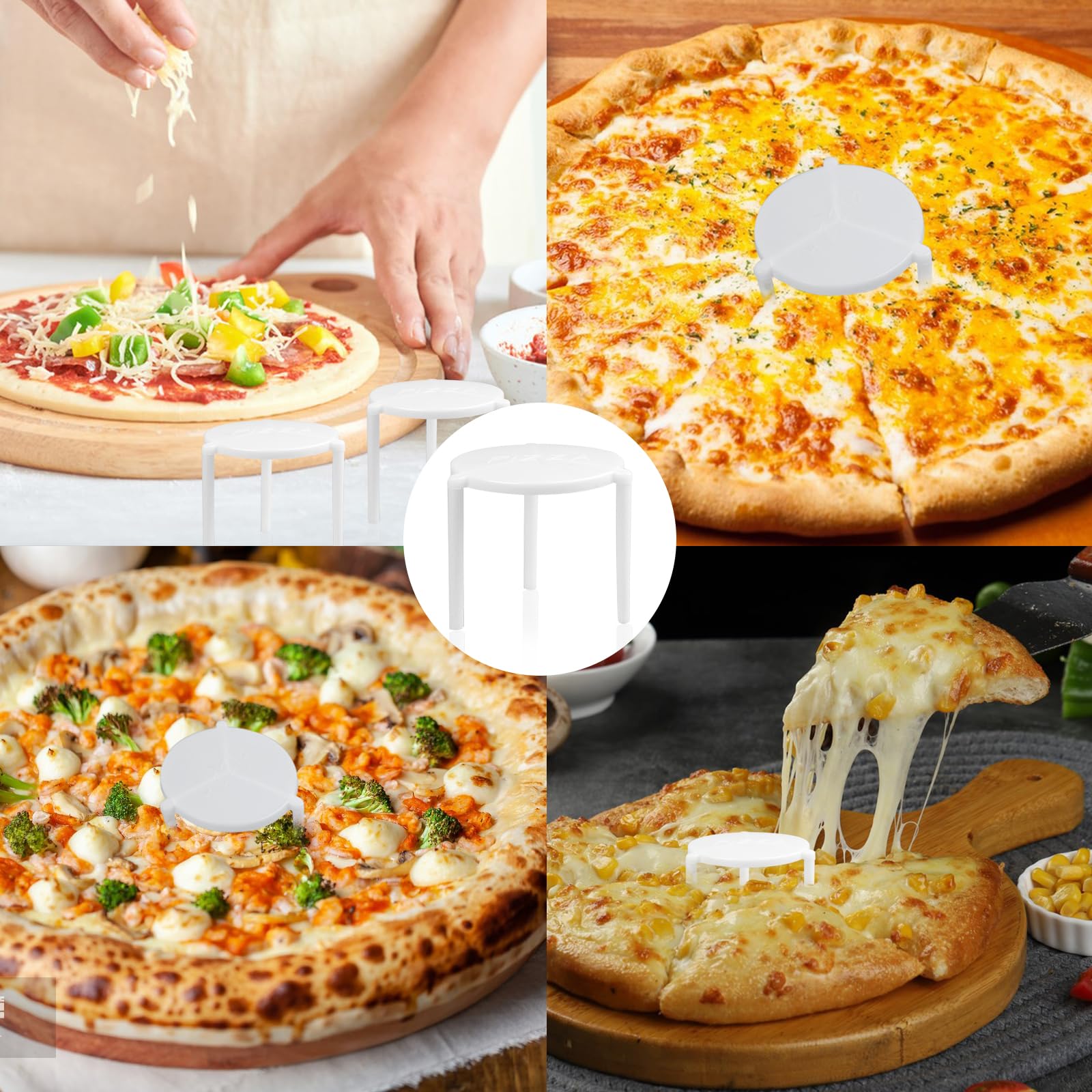 Roosea 50er-Pack Pizzaständer – Kunststoff, 40 Mm, Hitzebeständig, Lebensmittelecht – Für Boxen, Catering, Restaurants