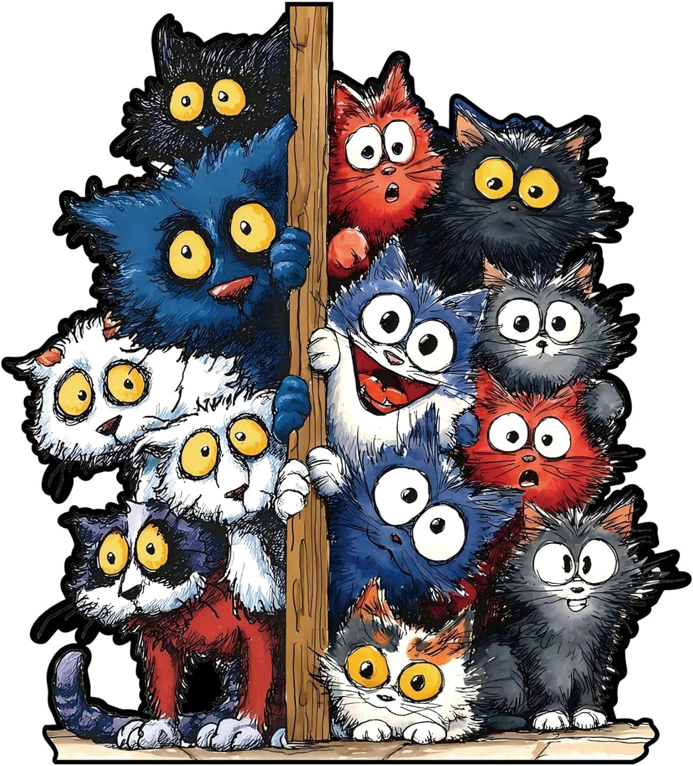 Wooden Puzzle for Adults, Colorful Cat Irregular Animal Jigsaw Puzzle, Brain Teaser Stress Relief Decompression Puzzles, Holiday&Housewarming Gift