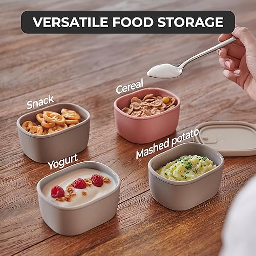 Miniatura 5 de Recipientes de almacenamiento de alimentos para bebés, silicona sin BPA, tapa hermética, aptos para microondas y lavavajillas, recipientes