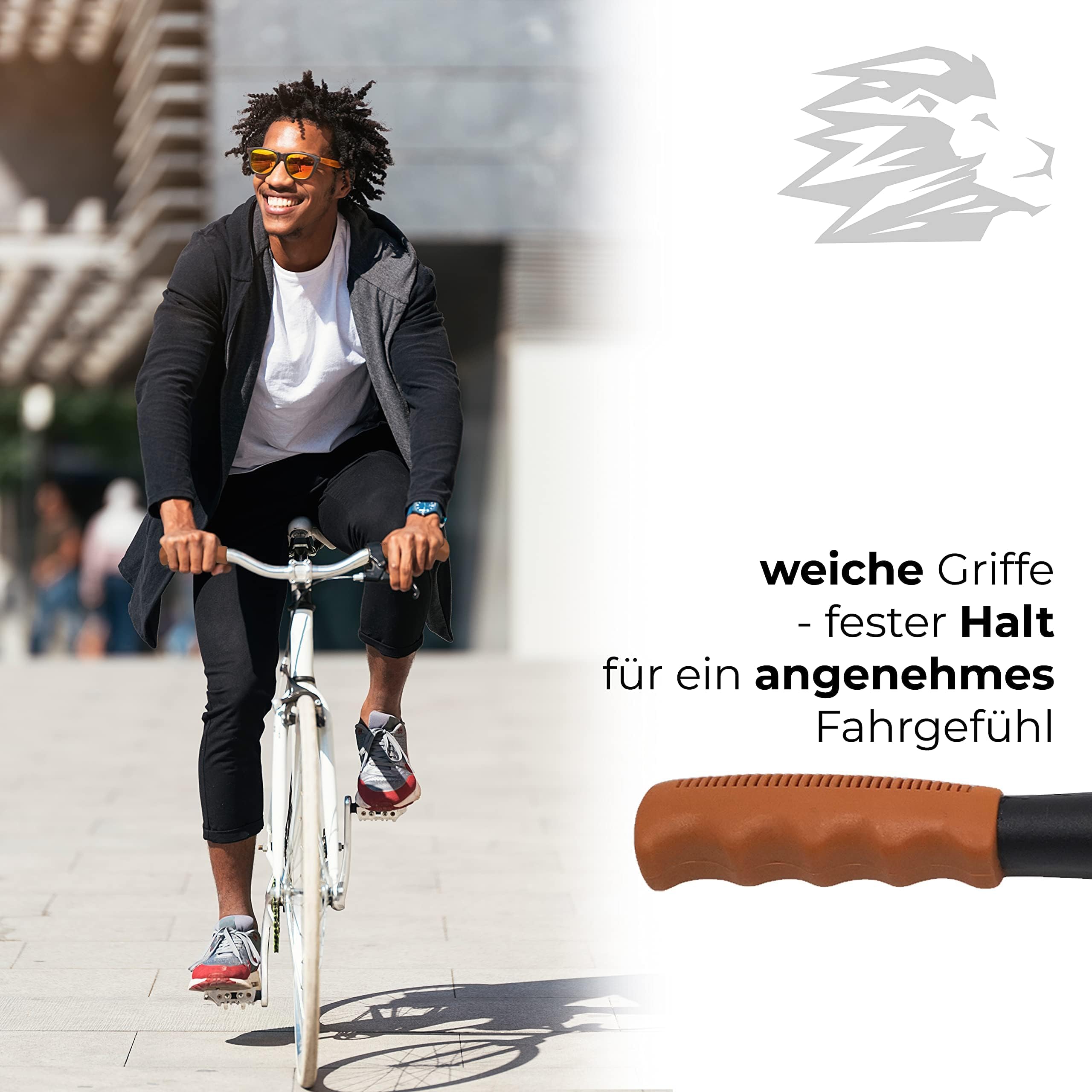 Poignées De Guidon De Moto Rétro En Caoutchouc Rouge Antidérapant Pour