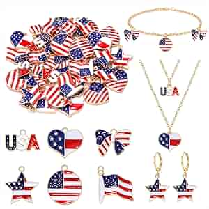 Amazon.com: NVENF 24 PCS American Flag Charms for Jewelry