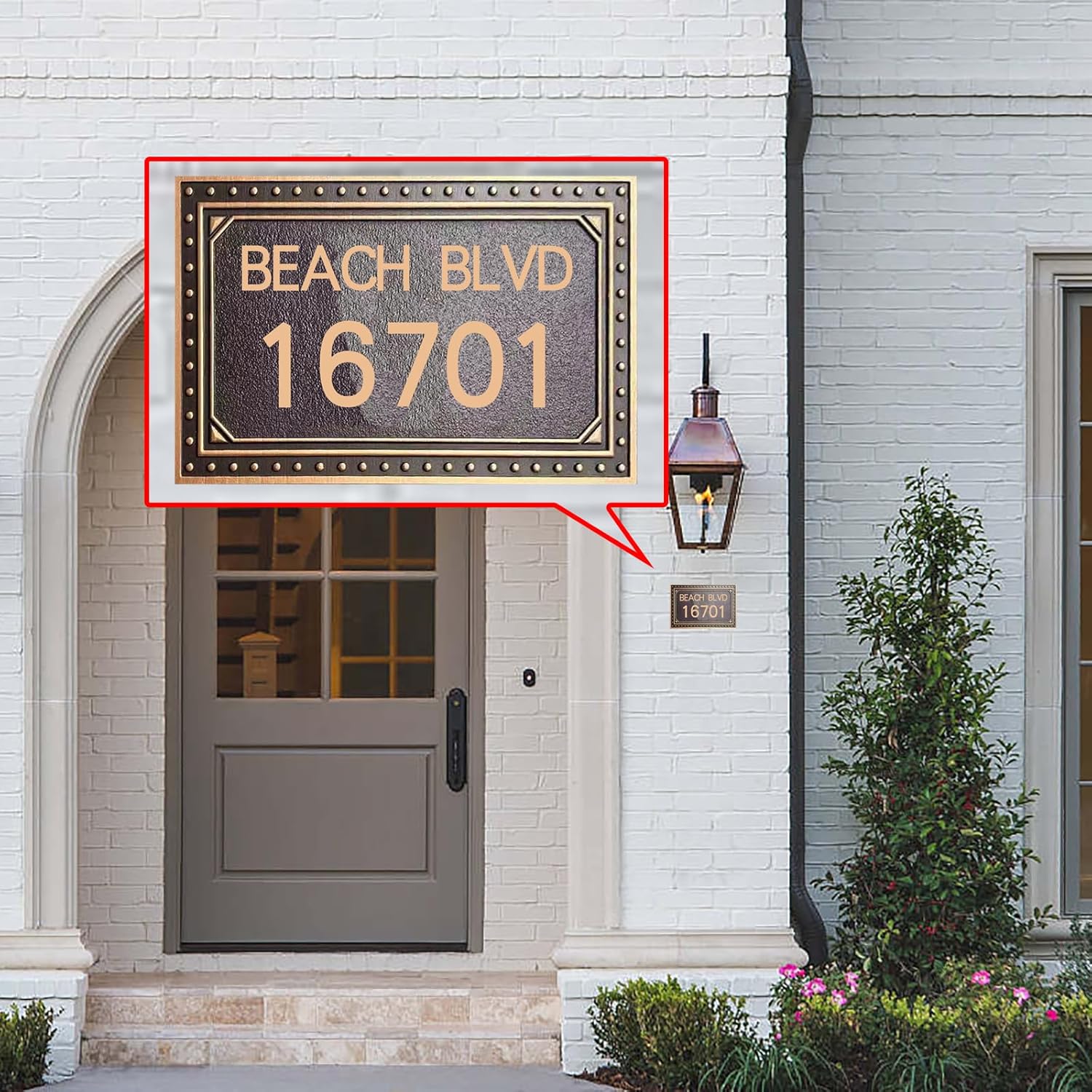 Persoanlized Vintage Address Plaque Acrylic Bronze Finish House Address Plaques Address Sign Mailbox Number Plaque For Home, Street, Door, Mailbox