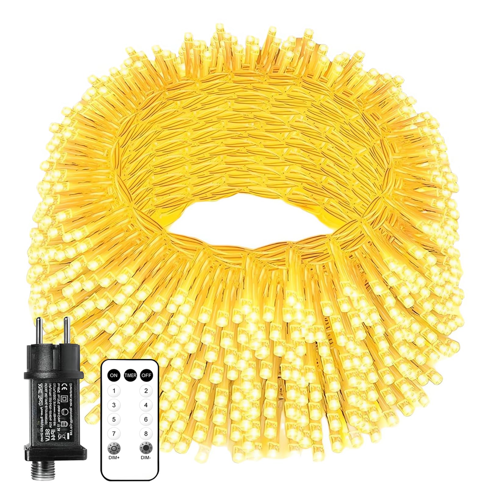 Anmossi Warm White Led String Lights,500 Leds,50M/164Ft Christmas Lights Waterproof With Remote,Indoor Outdoor Clear Wire,8 Modes With Timer,Fairy Light For Christmas,Tree,Garden,Yard,Patio Decor