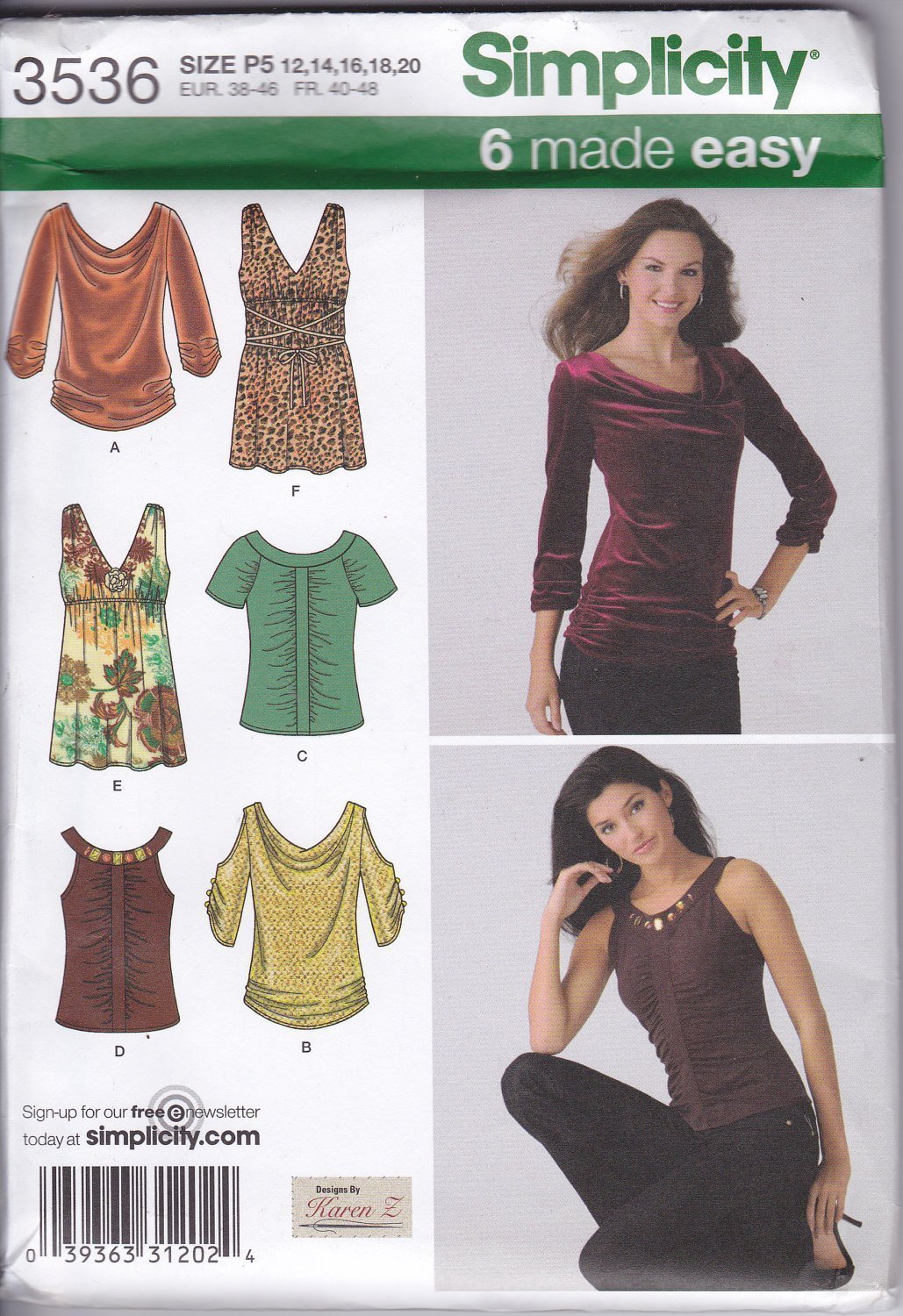 Haut en tricot pour femme patron Simplicity 3536 chic