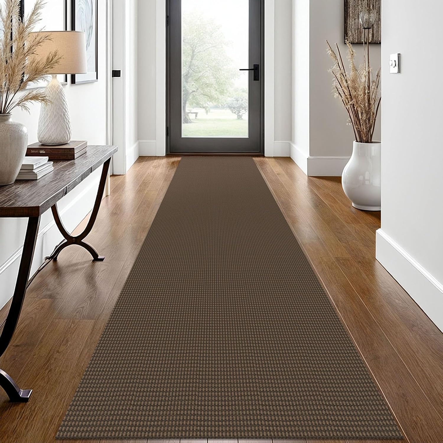 EARTHALL Woven Runner Rug 2×12 Ft Washable Runners for Hallways Extra Long Cotton Non Slip Rubber Backed Kitchen Runner Braided Indoor Floor Carpet for Entryway, Hall, Kitchen, Brown EARTHALL Woven Runner Rug 2×12 Ft Washable Runners for Hallways Extra Long Cotton Non Slip Rubber Backed Kitchen Runner Braided Indoor Floor Carpet for Entryway, Hall, Kitchen, Brown