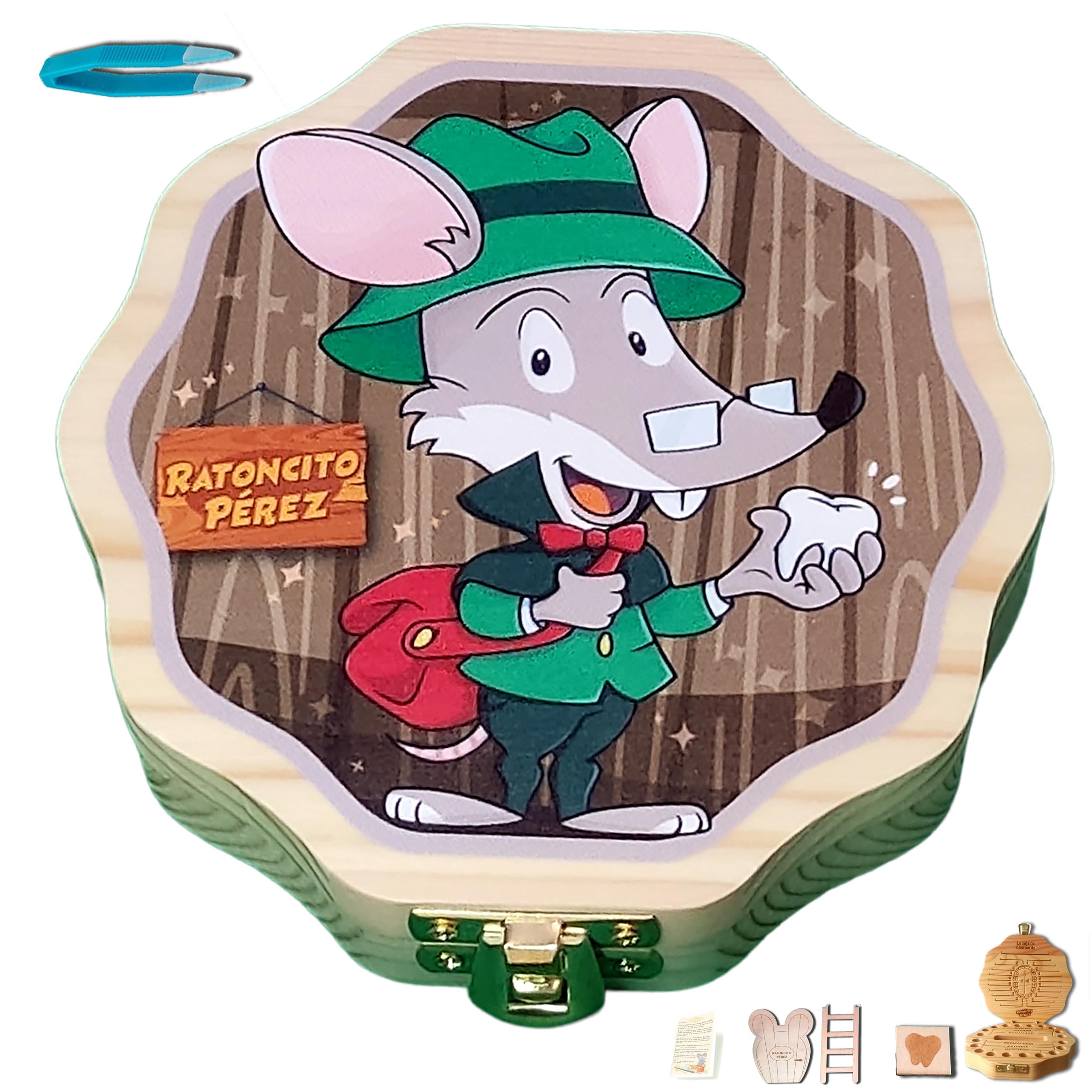 Scatola Per Denti Da Latte Magicat - Legno Per Bambine Con Pinzette E Storia Fatina - Foto 5