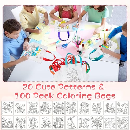 Miniatura 4 de 100 bolsas de regalo para colorear con dibujos animados, reutilizables, para fiesta, pintura, no tejidas, para niños, fiesta de cumpleaños,