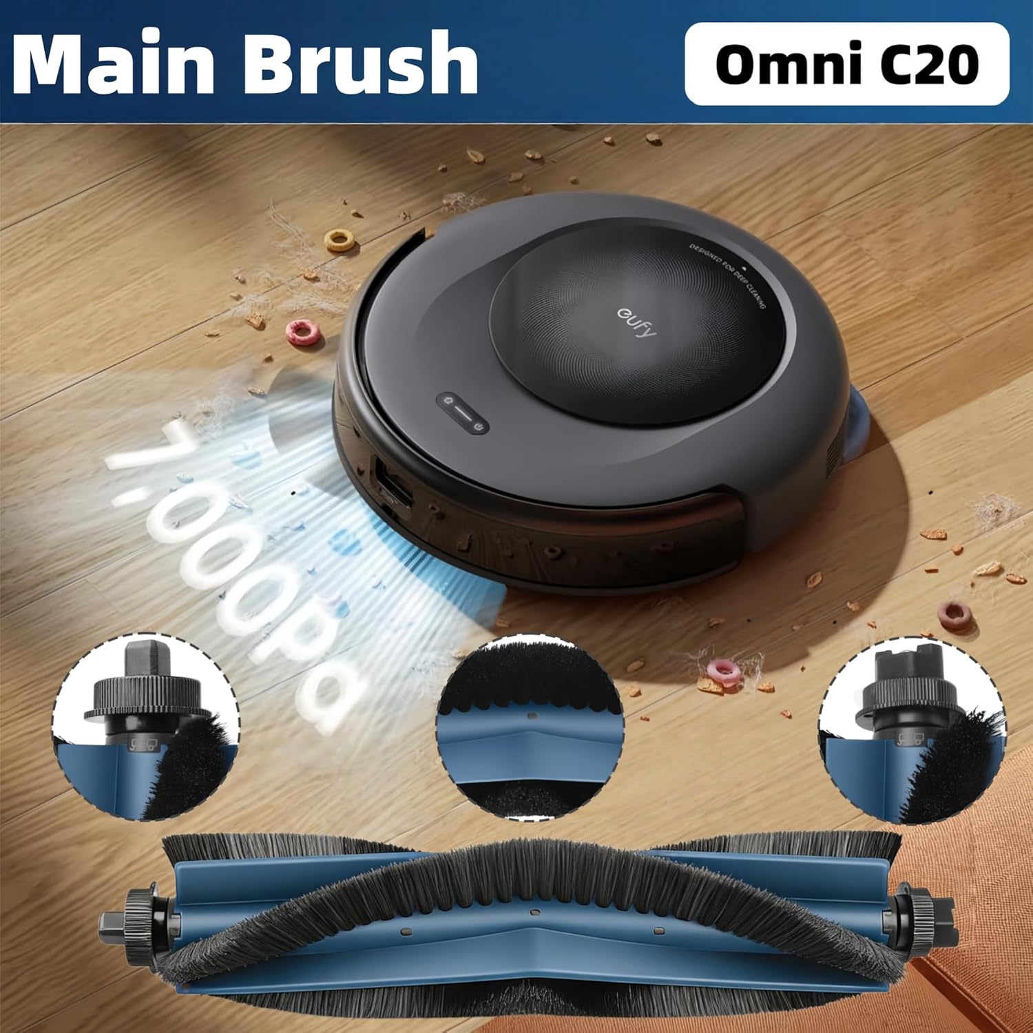 28Pcs C20 Accessories Kit,Compatible with Eufy Omni C20 Robot Vacuum,2 Main Brush 6 Hepa Filters 6 Side Brushes 6 Mops 6 Vacuum Bags,C20 Omni Replacement Parts Semi-Annual Replacement Kits