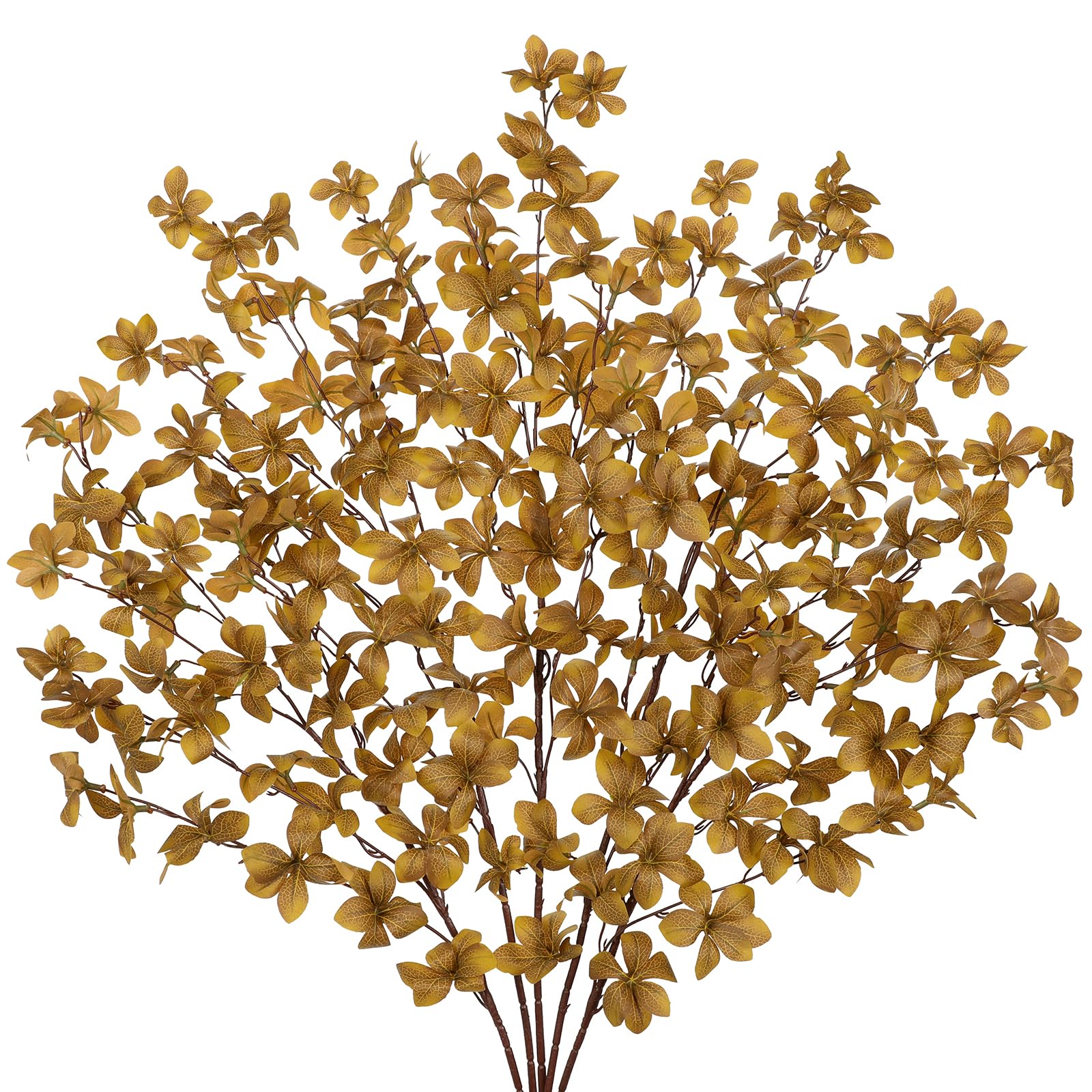 Arborus 33.5" Artificial Autumn Leaves Stems 3PCS Fake Enkianthus Autumn Foliage Brown Autumnal Leaves Decorations Faux Fall Leaves for Table Centerpieces Thanksgiving Wedding Halloween Home Decor