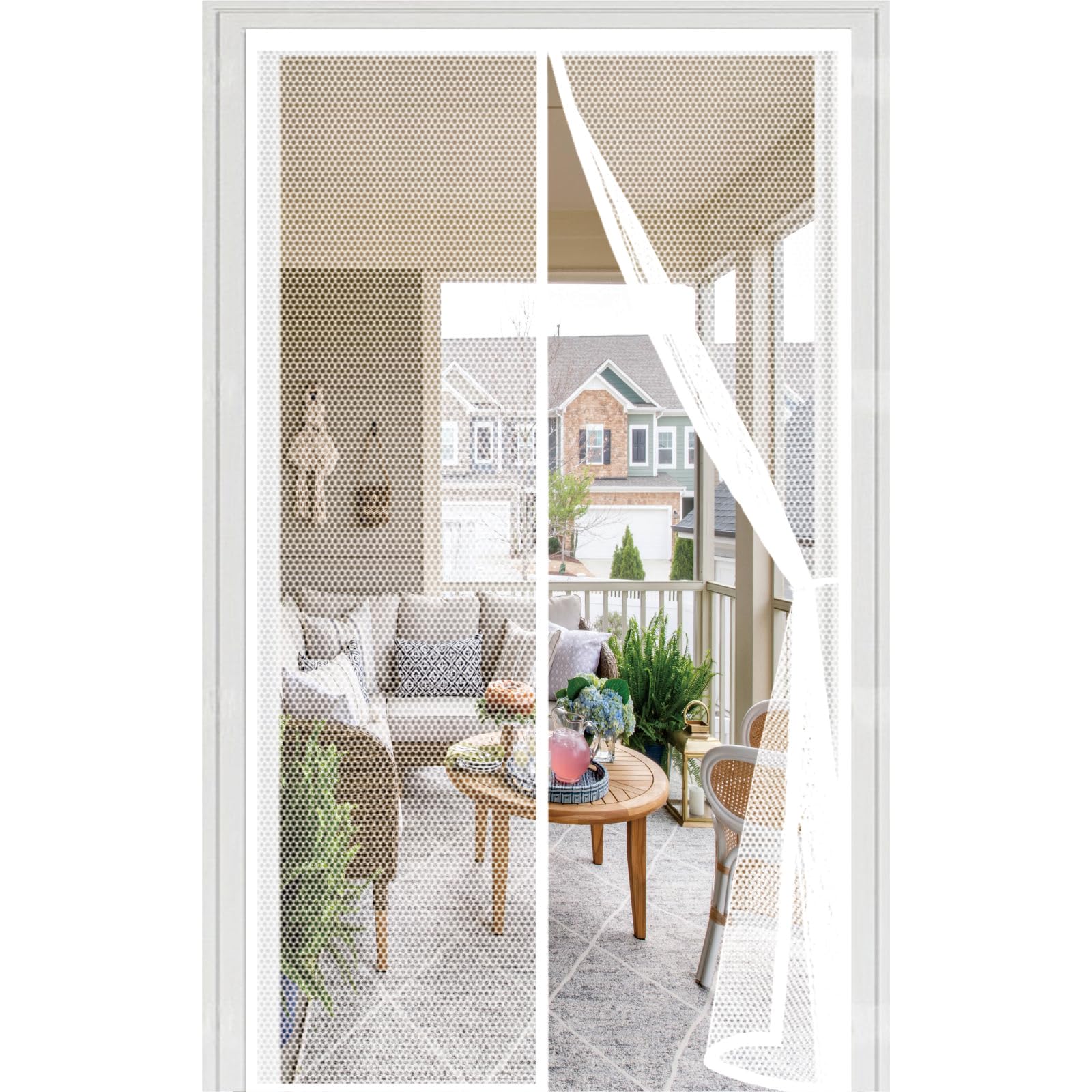 Fly Screens Doors 68 x 180 cm Self-Sealing Mesh, Powerful Magnets and Full Frame Magic Tape, No Drill Installation, Keeps Bugs Out, Patio Insect Door Screen for Patio Door, White