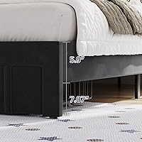Vista 5 de VECELO Base de cama de tamaño individual con cajón de almacenamiento, base de cama de plataforma resistente con cabecera y fuerte soporte de Negro