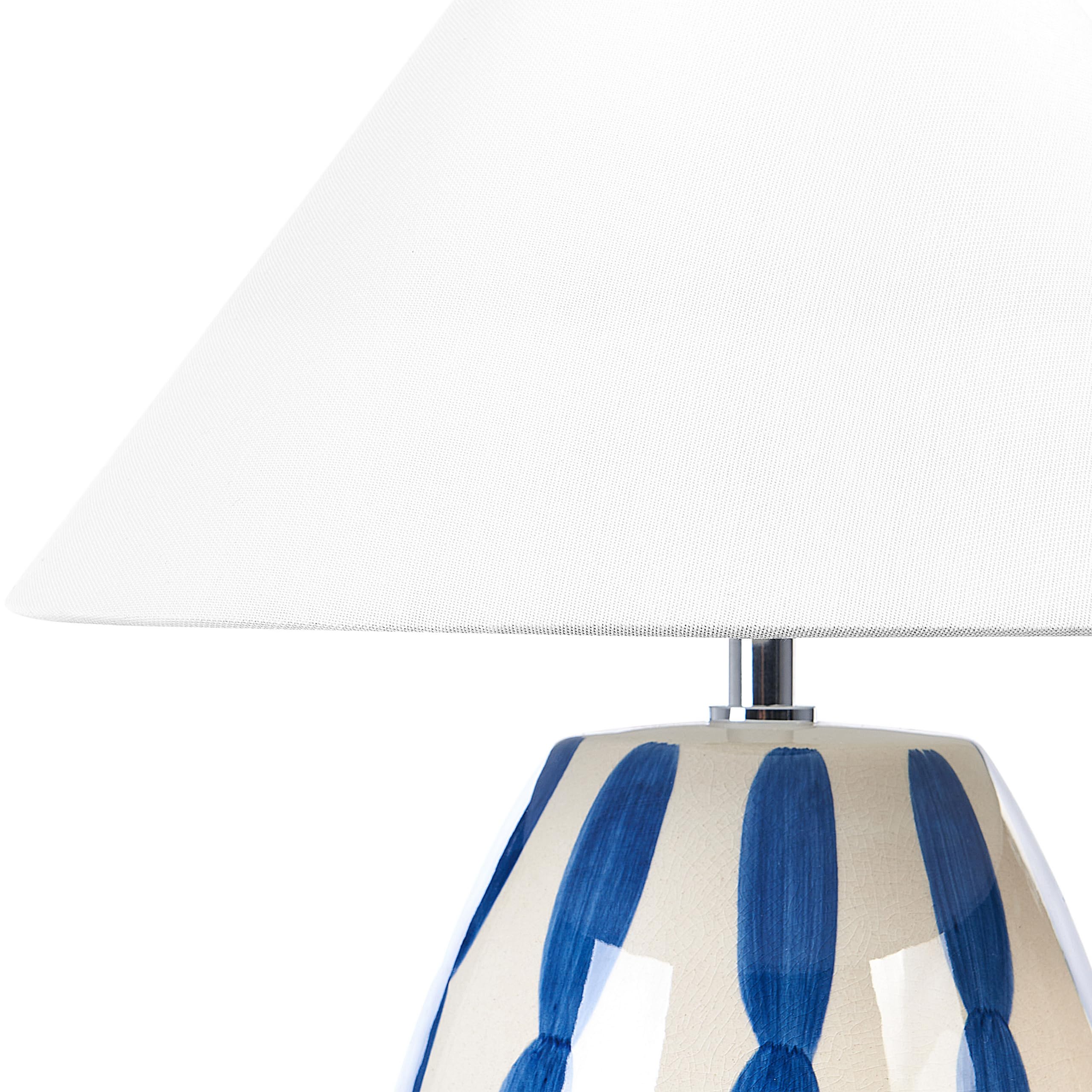 Beliani Nachttischlampe aus Keramik Weißer Schirm Handgefertigte Leuchte Beige und Blau Luchetti