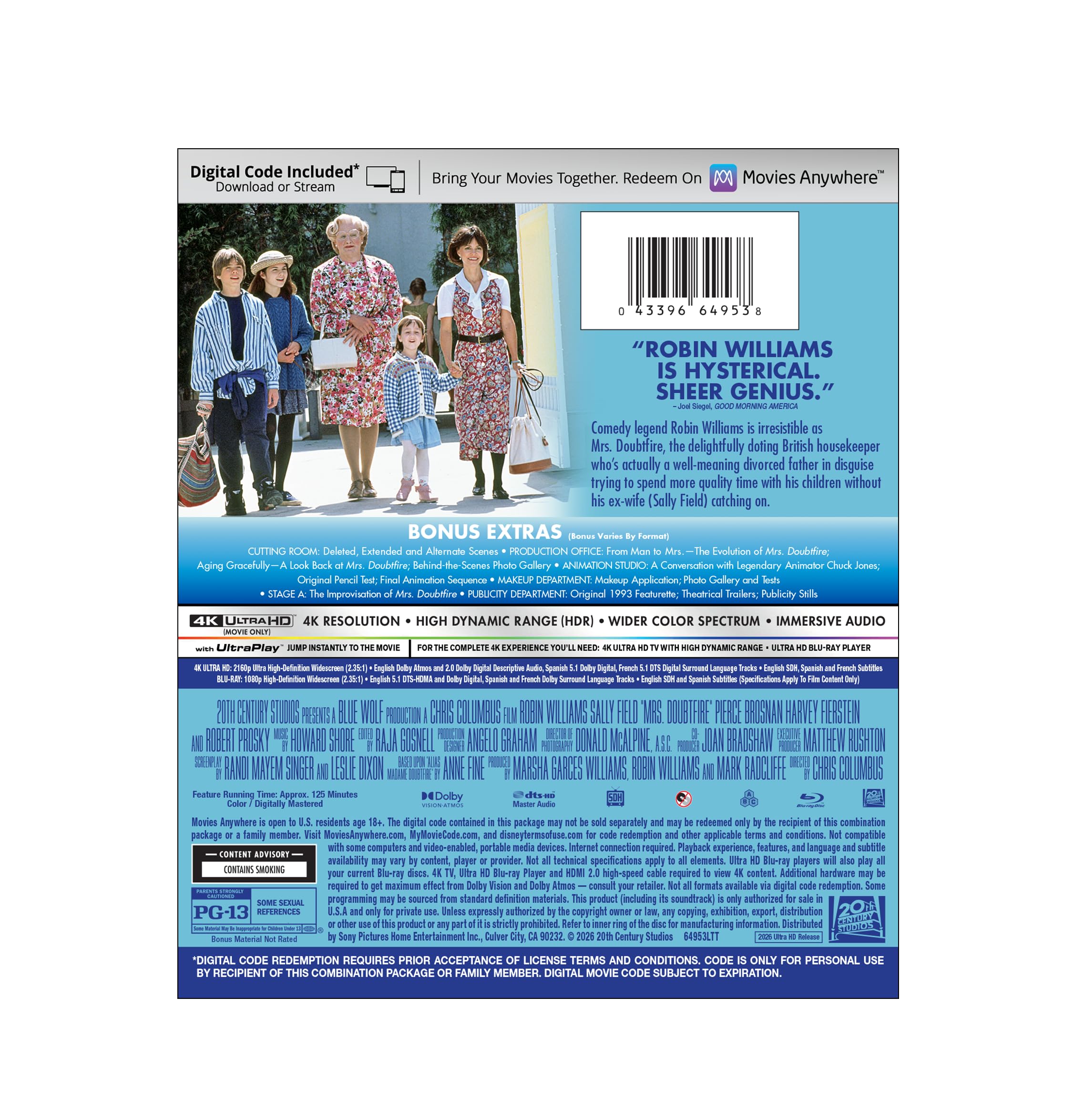 Mrs. Doubtfire 4K Blu-ray Combo -2