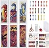 FREEBLOSS 6 Set Cross Stitch Bookmark Stamped Cross Stitch Kit with 6 Different Dragon Patterns Embroidery Kit with Instruction DIY Bookmark Kit for Gift Adults 8x2.4'