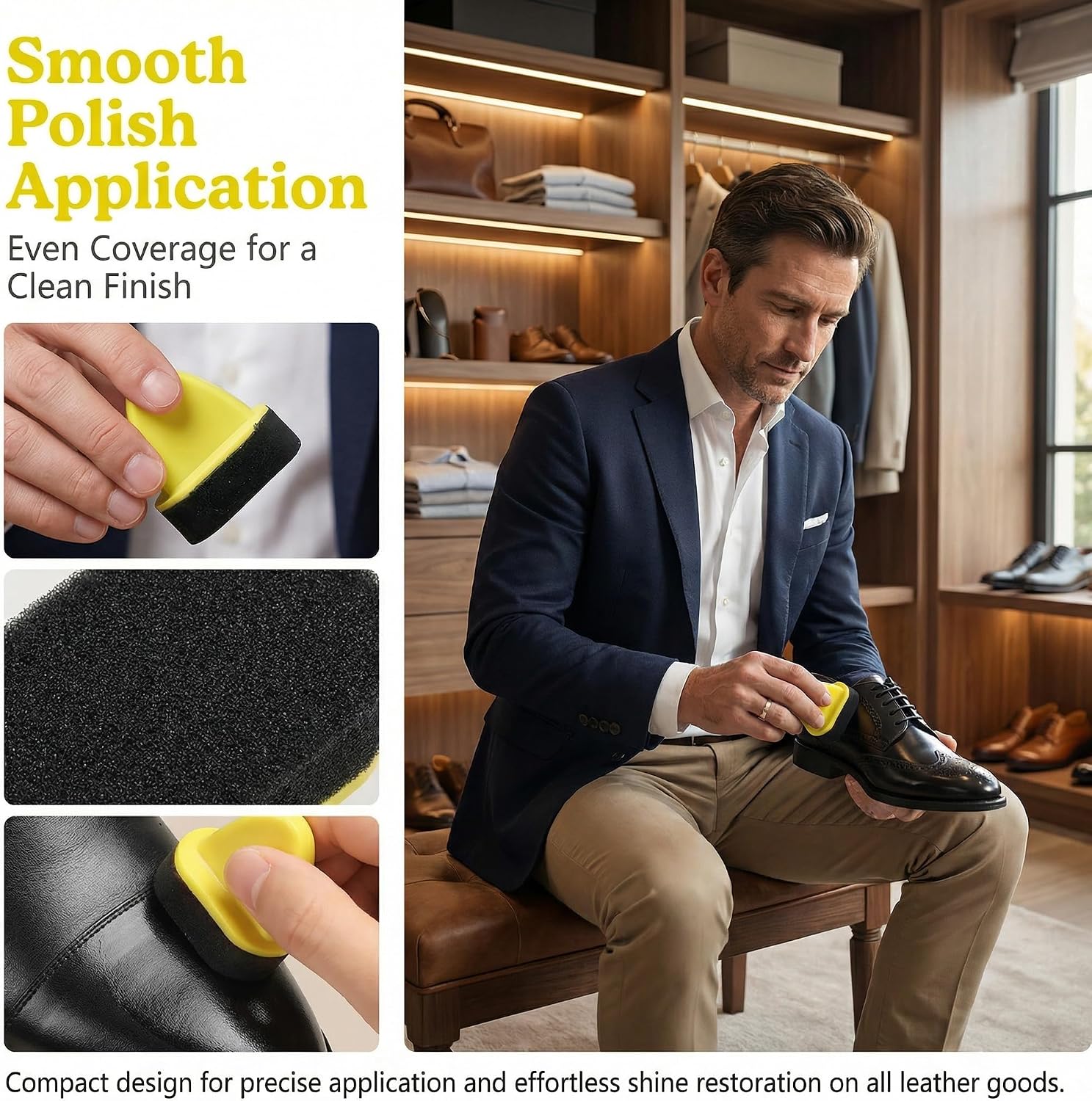 5 Pack Shoe Polish Applicator Sponge Instant Shine Brush for Shoes and Boots Foam Shoe Shine Tool for Leather Boot Polish Applicator with Soft Sponge for Shone and Conditioning Shoes