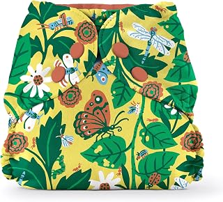 Esembly Cloth Diaper Cover - Reusable Swim Diaper, Waterproof, Breathable - Adjustable Outer Layer Over Absorbent Inner for Blowout Protection - In The Garden, Size 2 (18-35lbs)