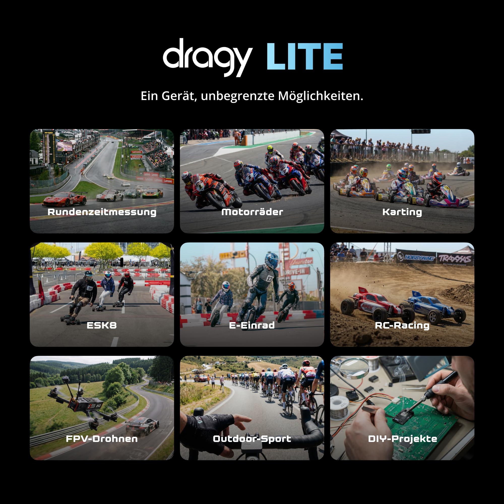 Der brandneue dragy Lite – Ultraleichter GPS-Laptimer für RC-Cars & FPV-Drohnen | Hochpräzises 25Hz-GPS-Modul mit UART-/Kompass-Ausgang | RaceChrono-kompatibel | 6,5 Std. Akkulaufzeit
