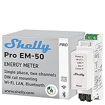 Shelly Pro EM 50A, LAN & Wi-Fi Misuratore di Energia a 2 Canali con Controllo Contattore| Montaggio su Guida DIN, Domotica, Alexa e Google Home, Nessun Hub Richiesto, Monitoraggio dei Consumi