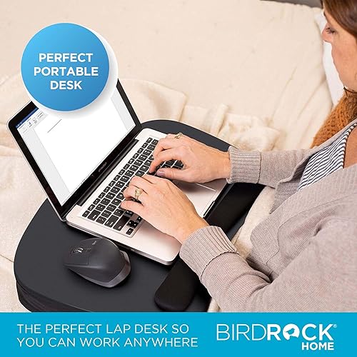 Miniatura 5 de BIRDROCK HOME Escritorio de regazo de gran tamaño con cojín de espuma viscoelástica, reposamuñecas, bandeja portátil para cama, sofá, sillón