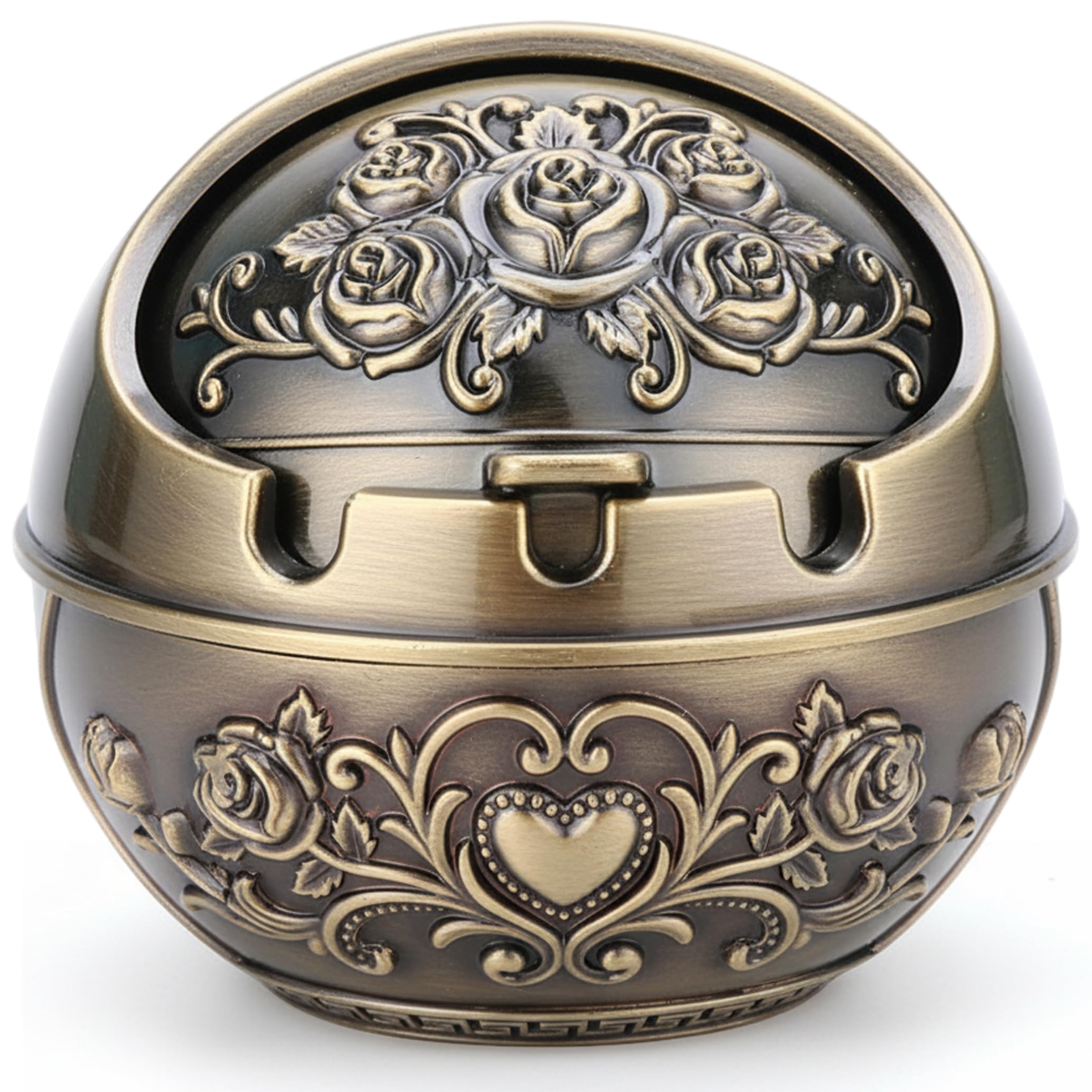 Outdoor Ashtray Outside Ashtray with lid outdoor Bronze Metal with Lid Vintage Decorative for Outside Balcony & Living Room Indoor