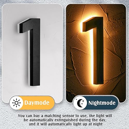 Miniatura 9 de Número de casa LED retroiluminado de 8 pulgadas 0-9 para exterior de acero inoxidable impermeable, número de dirección de casa, grande, moderno,