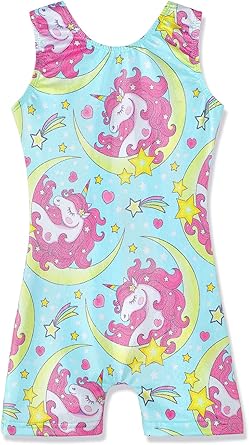HOZIY Girls Gymnastics Leotards for Kids Tumbling Outfits Biketard Sparkle Adorable Pattern