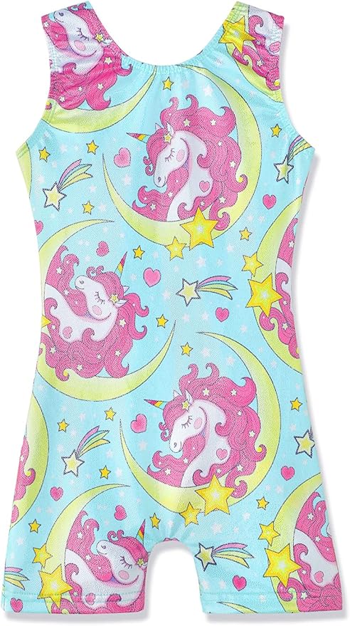 HOZIY Girls Gymnastics Leotards for Kids Tumbling Outfits Biketard Sparkle Adorable Pattern