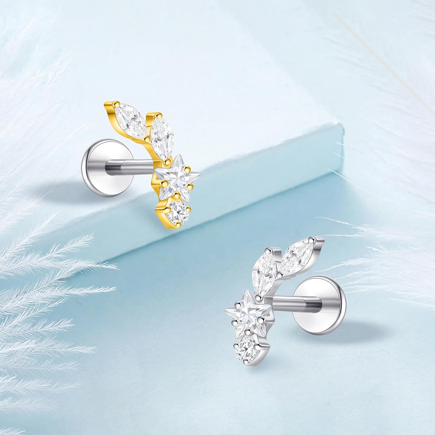 limerencia 18G Titanium Body Piercing Jewelry, Internally Threaded Flat Back Earring Tragus Helix Cartilage Conch Medusa Stud Earring for Women Men 1PC - Image 4