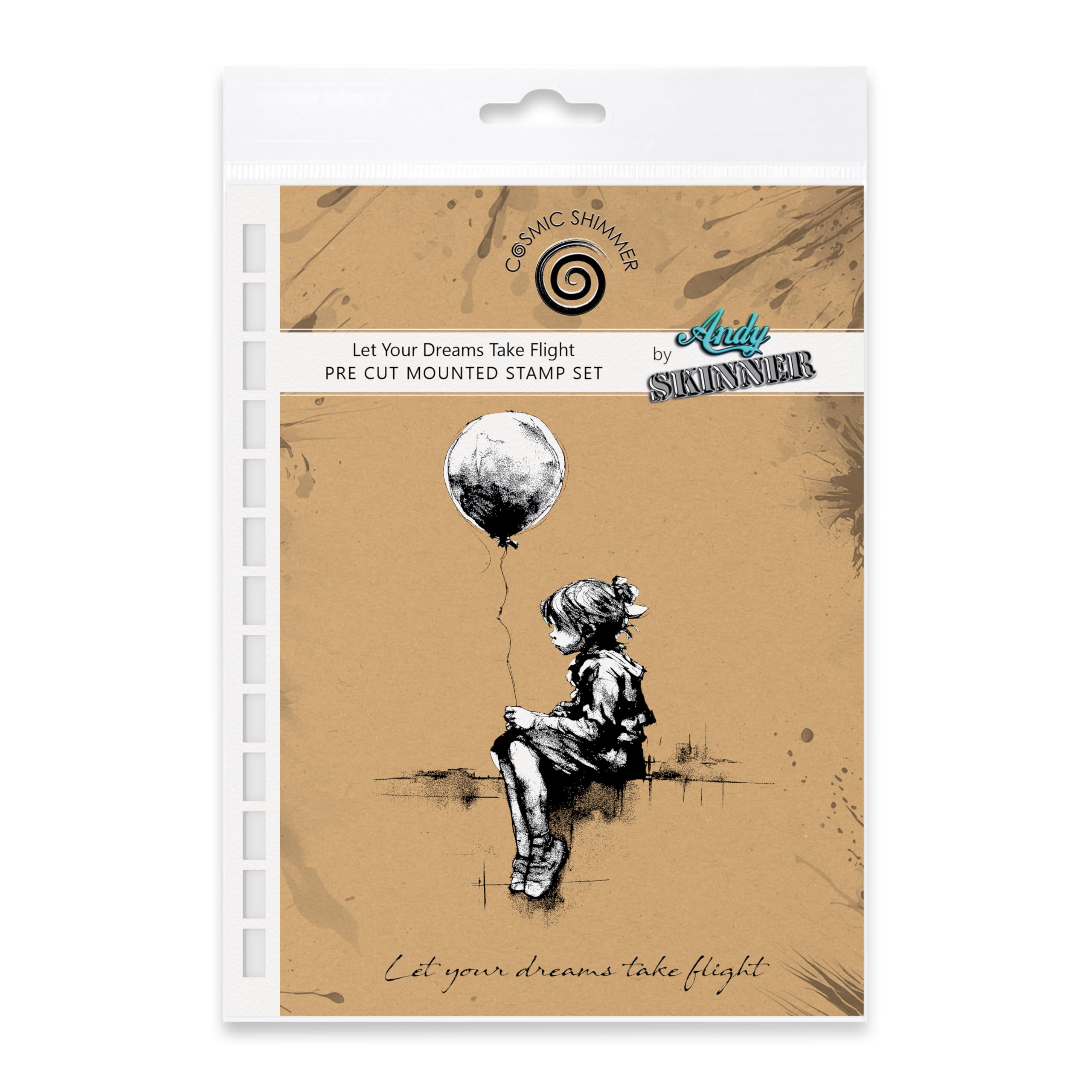 Cosmic Shimmer Let Your Dreams Take Flight Pre Cut Mounted Rubber Stamp by Andy Skinner & Katy Sue. Creates Image 119 x 94 & Quote 11 x 90mms for Stamping in Mixed Media, Art Journaling, Card Making