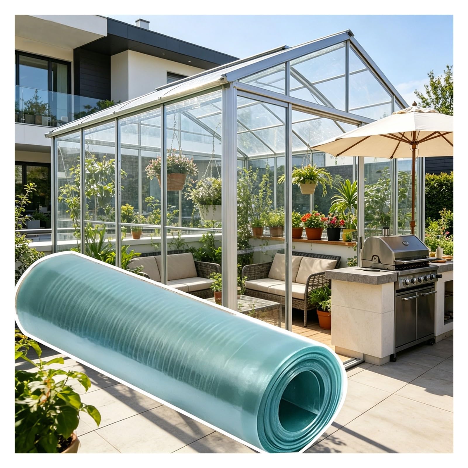 Panneaux d'éclairage naturel de toiture en polycarbonate pour serre et culture 0.8x20m