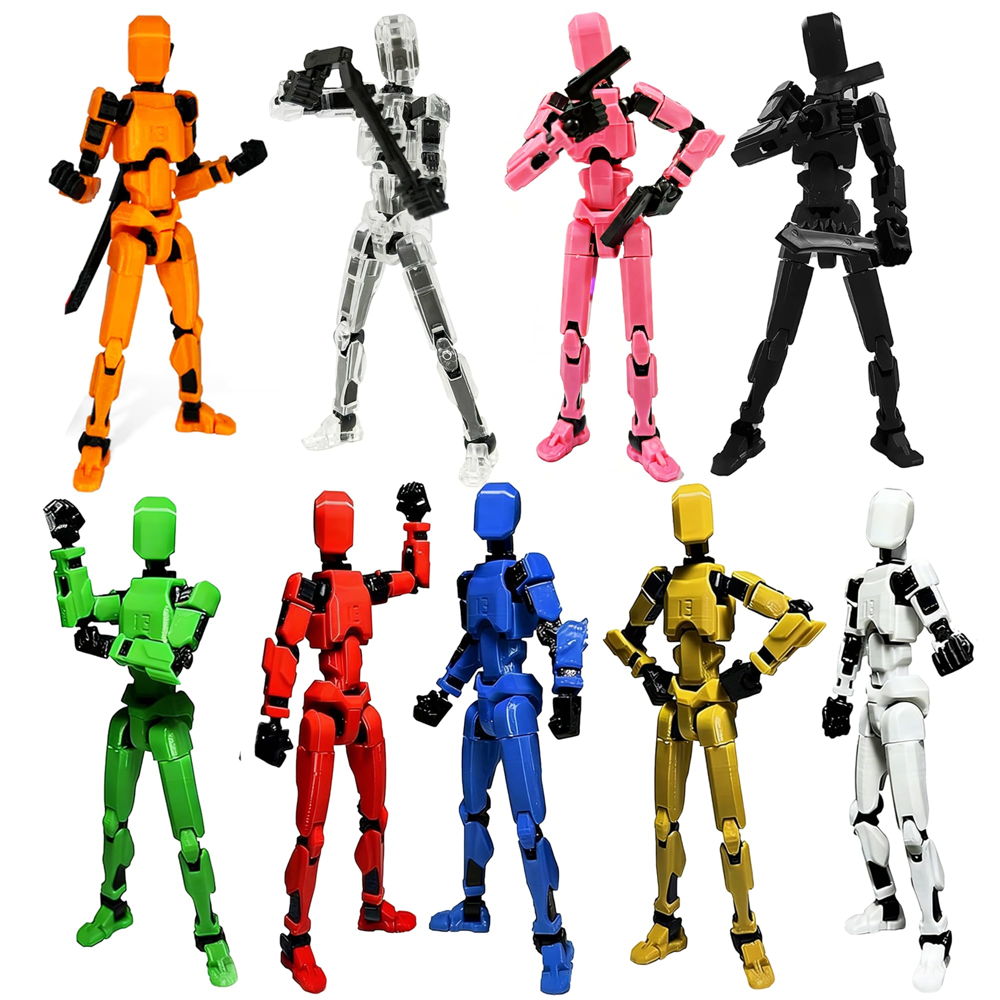 2026 Titan13 Actionfiguren-Set, Lucky Robot 13 Actionfiguren, 3D-Druck, bewegliche Figur, Schnuller, Roboter, 13 Figuren, Schreibtisch-Dekorationen (9 Stück)