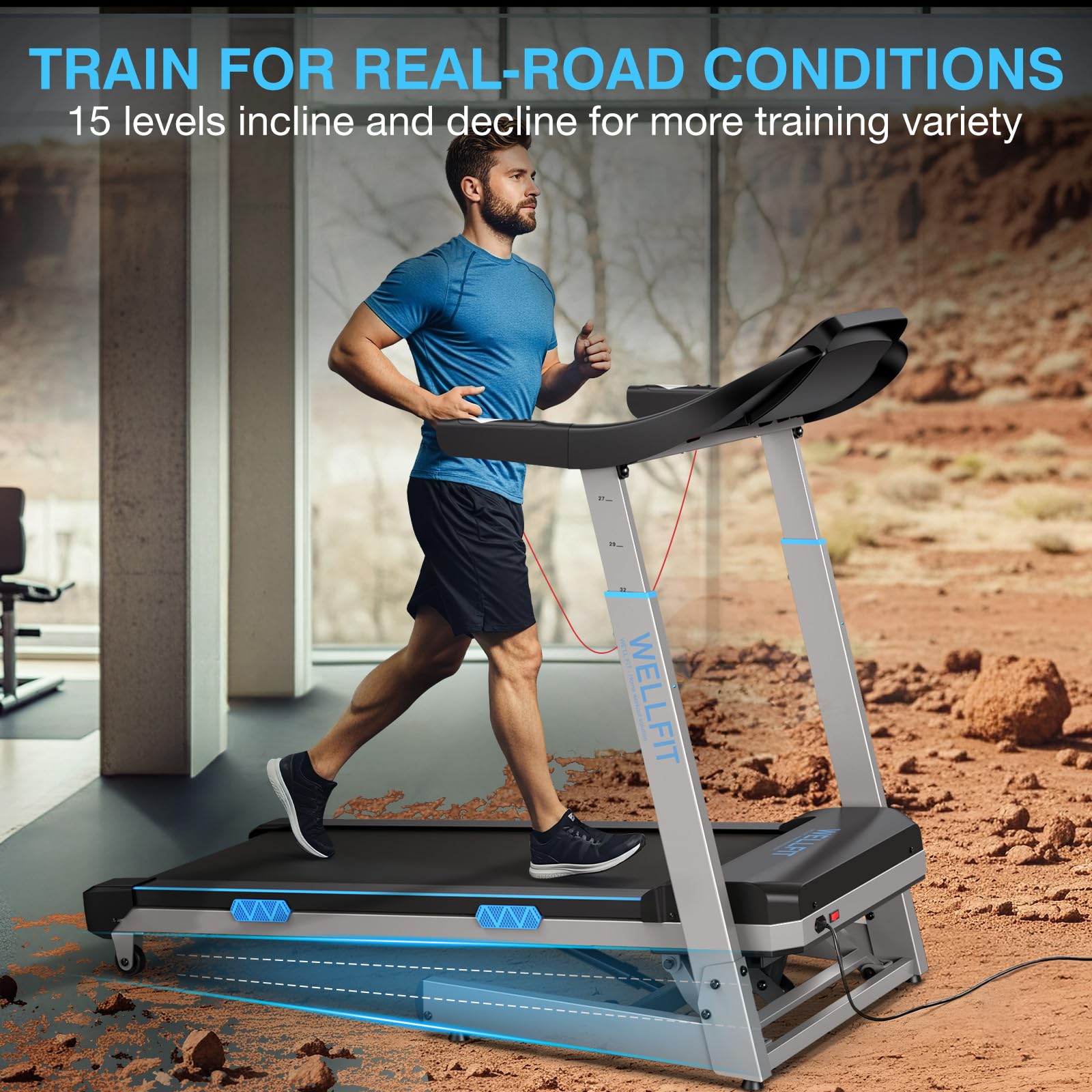 Amazon | WELLFIT (ウェルフィット) 15 自動傾斜トレッドミル 8.6MPH