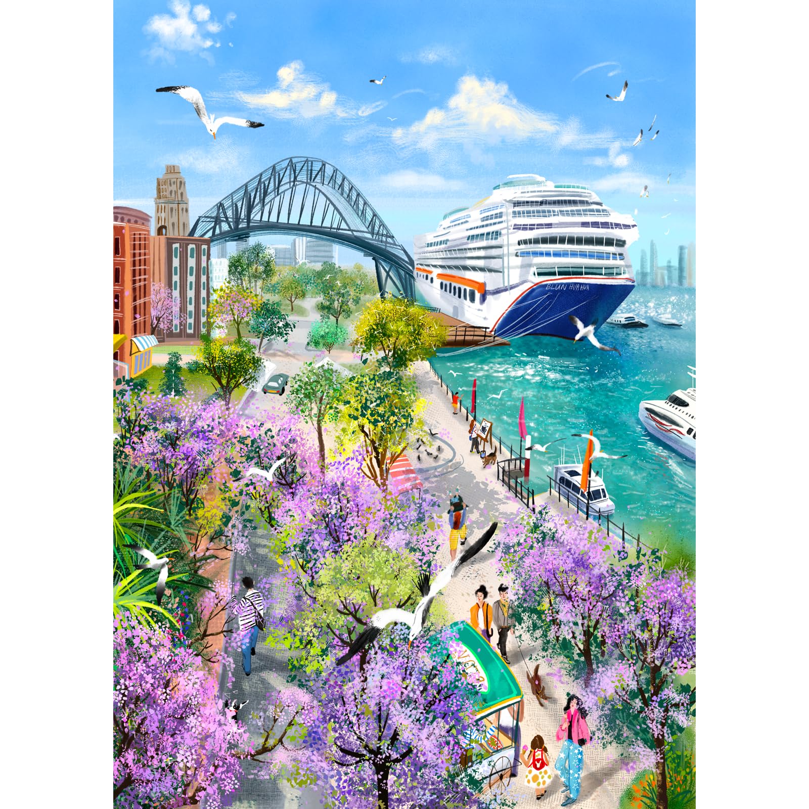 HUADADA 1000 Piece Jigsaw Puzzles for Adults-Stroll by the Bay — image 1