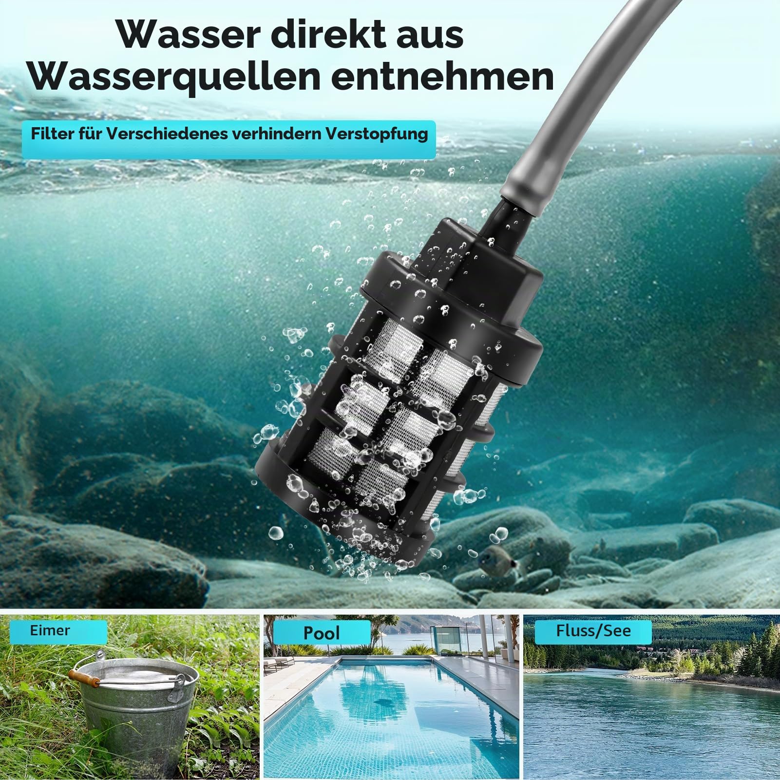 Akku Hochdruckreiniger 80 Bar 270 L/H | Tragbarer Mobiler Pistole mit 2 x 3000mAh Akku | Kabellos Waschpistole 6-in-1 Verstellbare Düse 5M Schlauch für Auto Boden