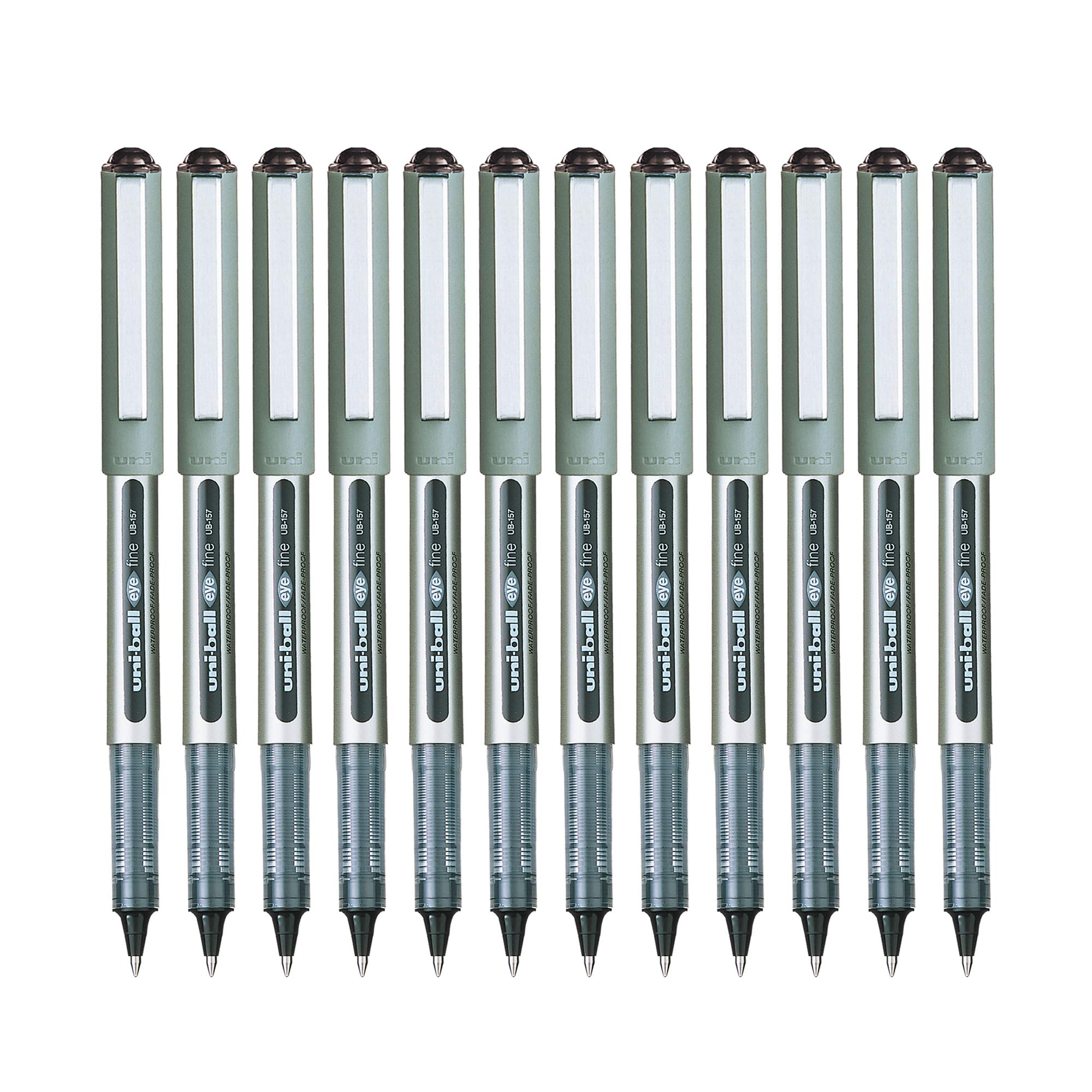 uni-ball Eye UB157 0.7 mm Roller Ball Pens, Black Ink, Pack of 12