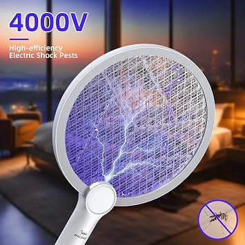 PALONE Electric Fly Swatter 4000V, 2 in 1 Bug Zapper Racket Indoor Outdoor