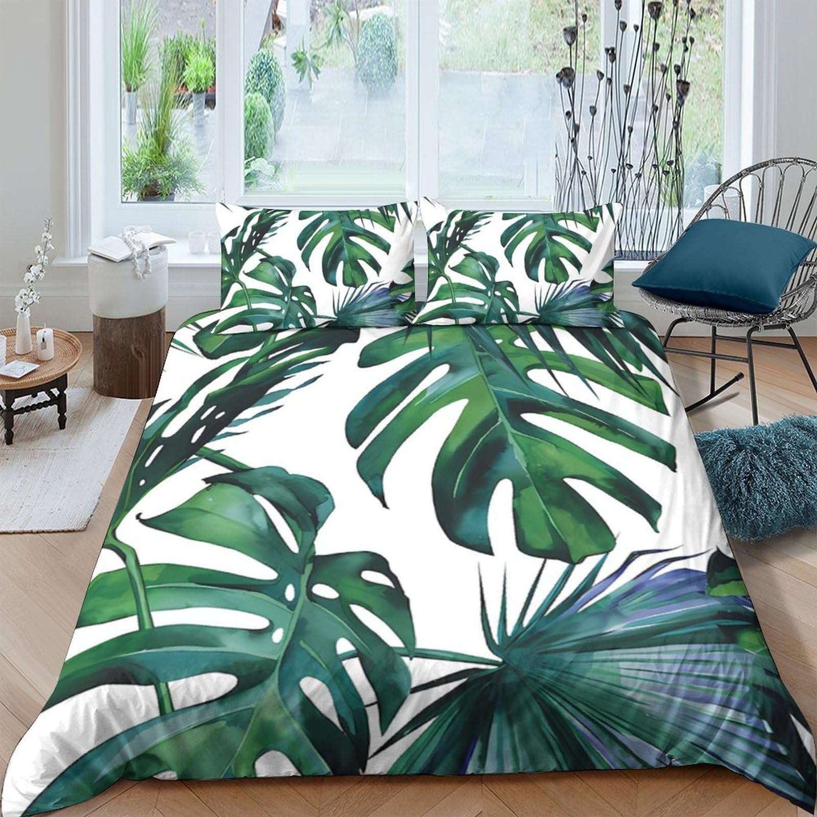 Ctjqhvkz Style-6 3D Printed Tropical Monstera Fitted Sheet Microfiber Soft Breathable Jungle Leaves Mattress Cover For Bedroom Home Decor Single（135X200cm）