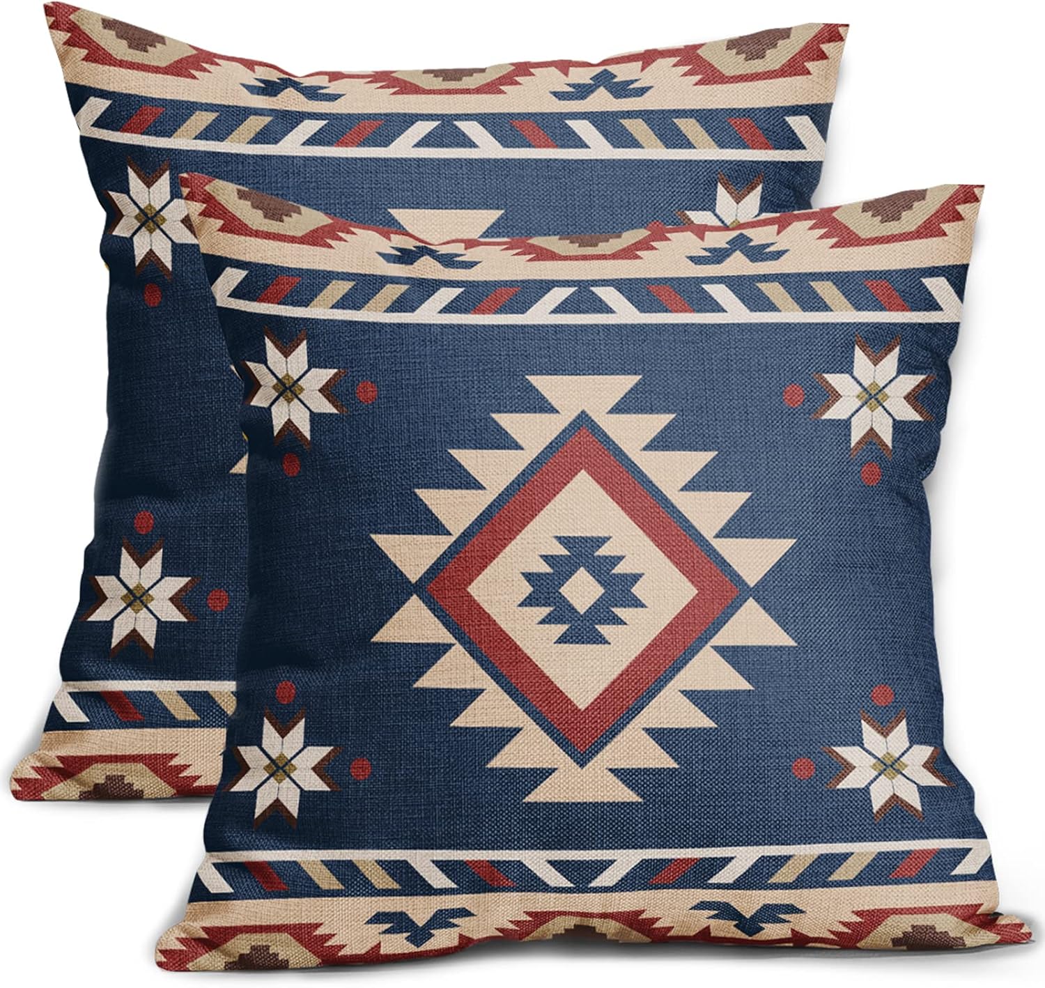 Vintage Southwest Pillow Covers 18x18 Inch Navy Blue Native