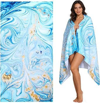Microfiber Oversized Lightweight Beach Towels Marble Print | Marble, Extra Large, Quick Dry, Sand Free, 56" x 29" 62"x 32", Beach Towels for Women Men, Beach Essentials, Swimming Pool