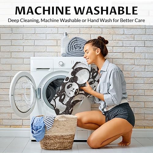 Miniatura 18 de Manta de panda personalizada con nombre, 30 x 40 pulgadas, bonita manta para niños, mantas de felpa suave colorida para sofá, oficina