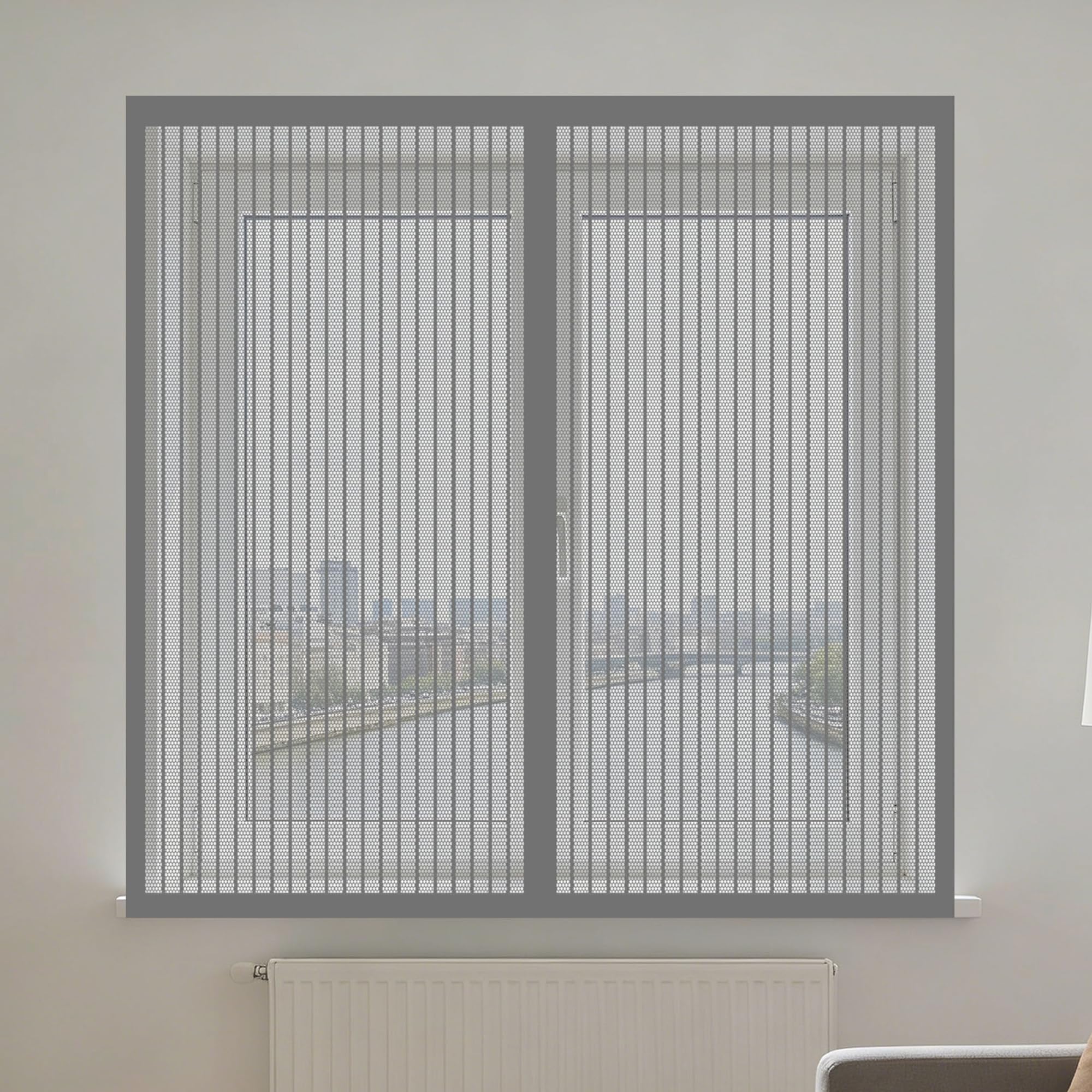 Moustiquaire Fenêtre Aimantée 180x180 cm - Rideau anti-moustique gris à maille ultra-fine