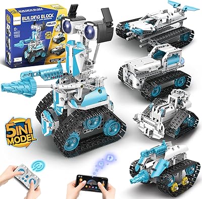 Suplanet STEM Robot for Kids Ages 8-12, 5-in-1 Remote Control and APP Programmable Robot Toys - 720 Pcs DIY Building Science Educational Kit, Building Block Birthday Gift for Teen Boys Girls