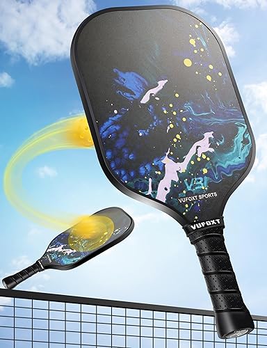 Juego de 2 palas de pickleball con superficie de fibra de carbono, 99.99% de polipropileno, núcleo de panal de abeja, agarre cómodo, paletas ligeras